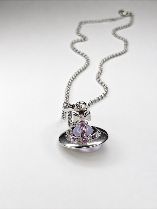 Vivienne Westwood Jewelry - Vivienne Westwood New Tiny Orb Pendant Necklace Silver-Tone Amethyst Purple